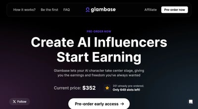 Glambase - AI-Influencer-Erstellungsportal preview